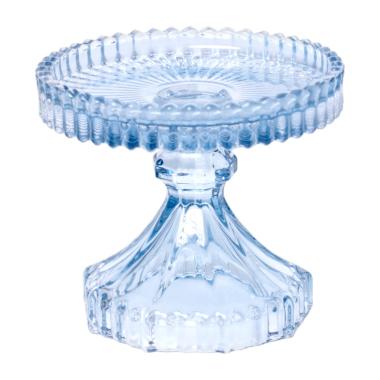 Porta candela natalizio 1 posto vetro kristal azzurro Ø 10 cm