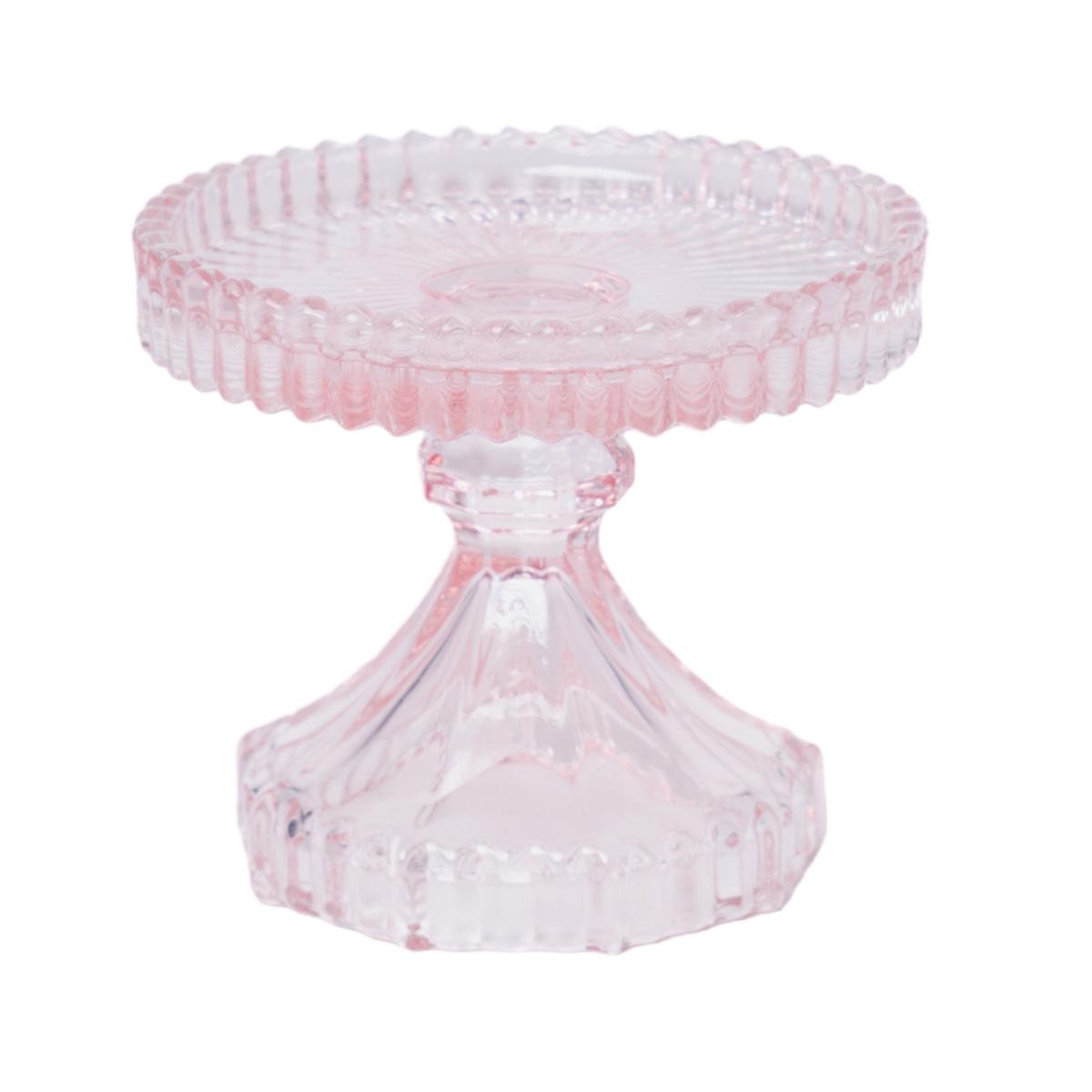 Porta candela natalizio 1 posto vetro kristal rosa Ø 10 cm