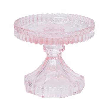 Porta candela natalizio 1 posto vetro kristal rosa Ø 10 cm
