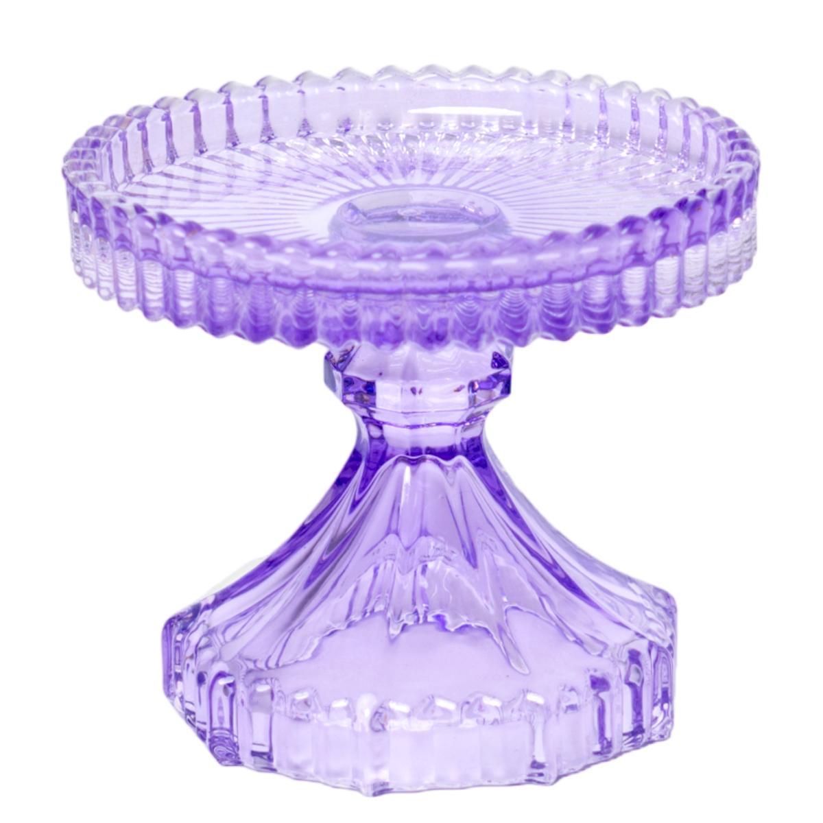 Porta candela natalizio 1 posto vetro kristal viola Ø 10 cm