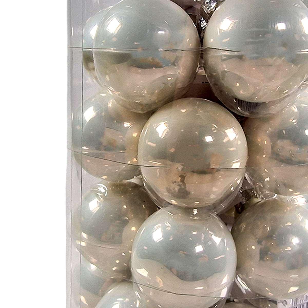 Pallina natalizia vetro bianco perla Set 36 pz
