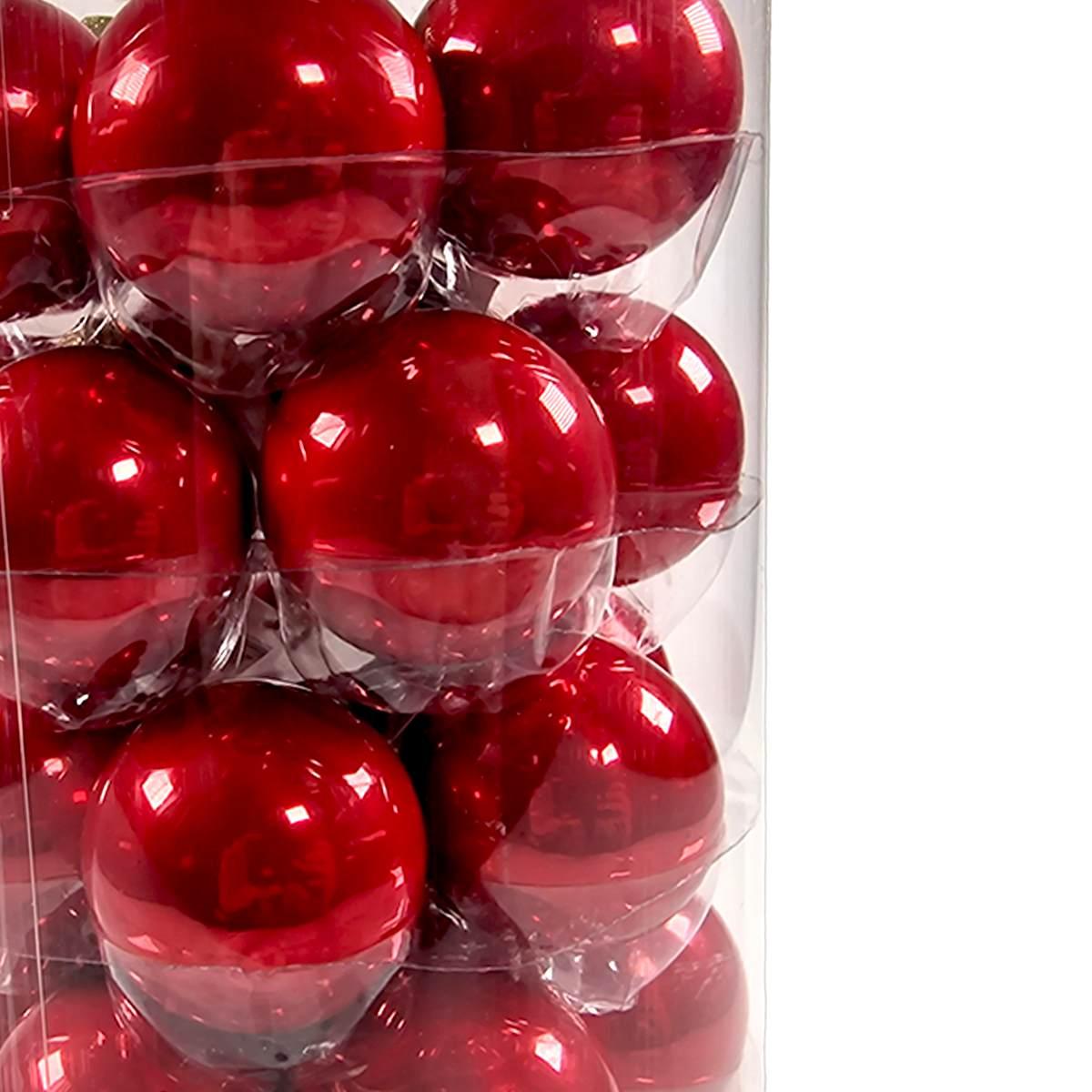 Pallina natalizia vetro rosso porpora Set 36 pz