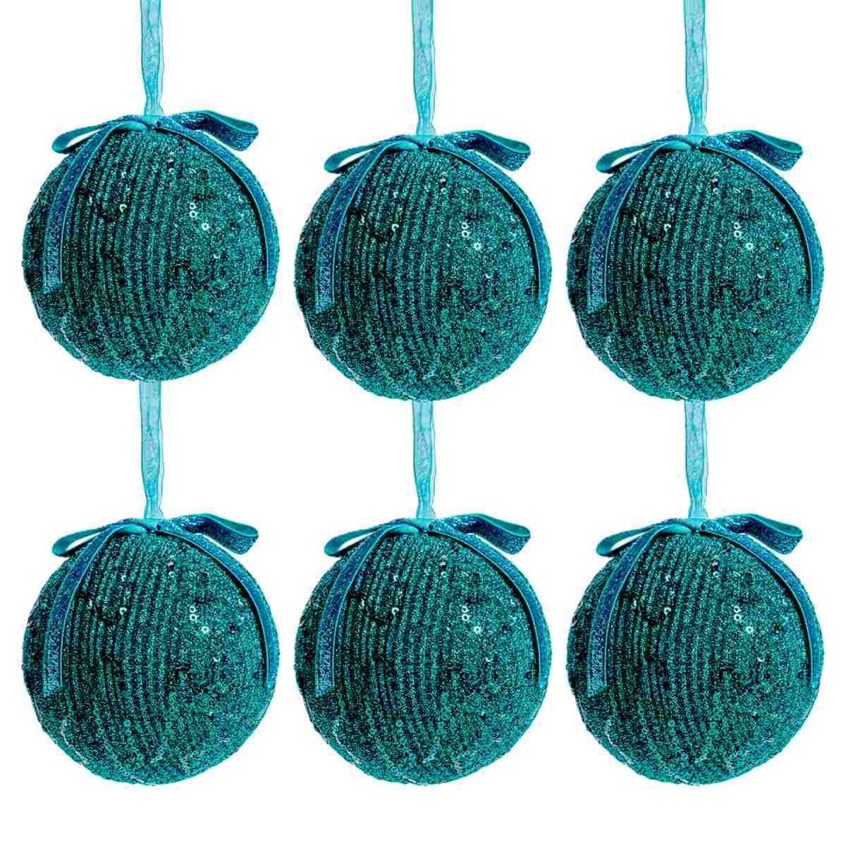Pallina natalizia velluto verde fiocco glitter Set 4 pz