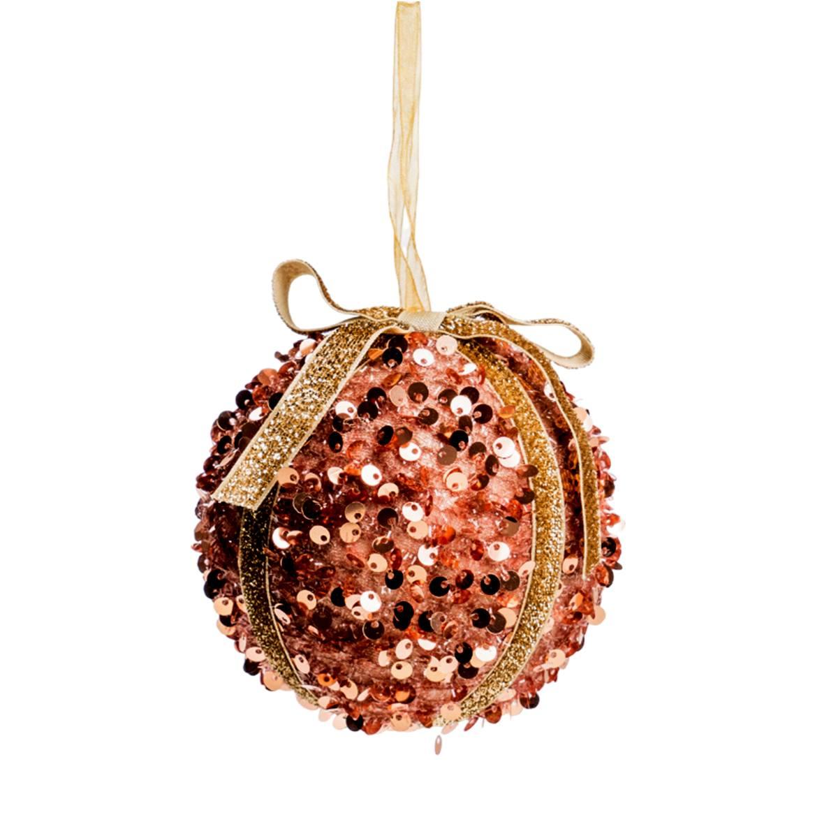 Pallina natalizia oro fiocco paillettes Set 6 pz