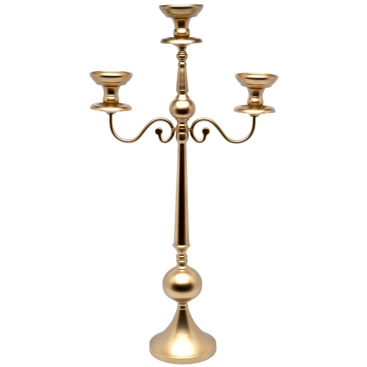 Candelabro 3 posti candela metallo oro