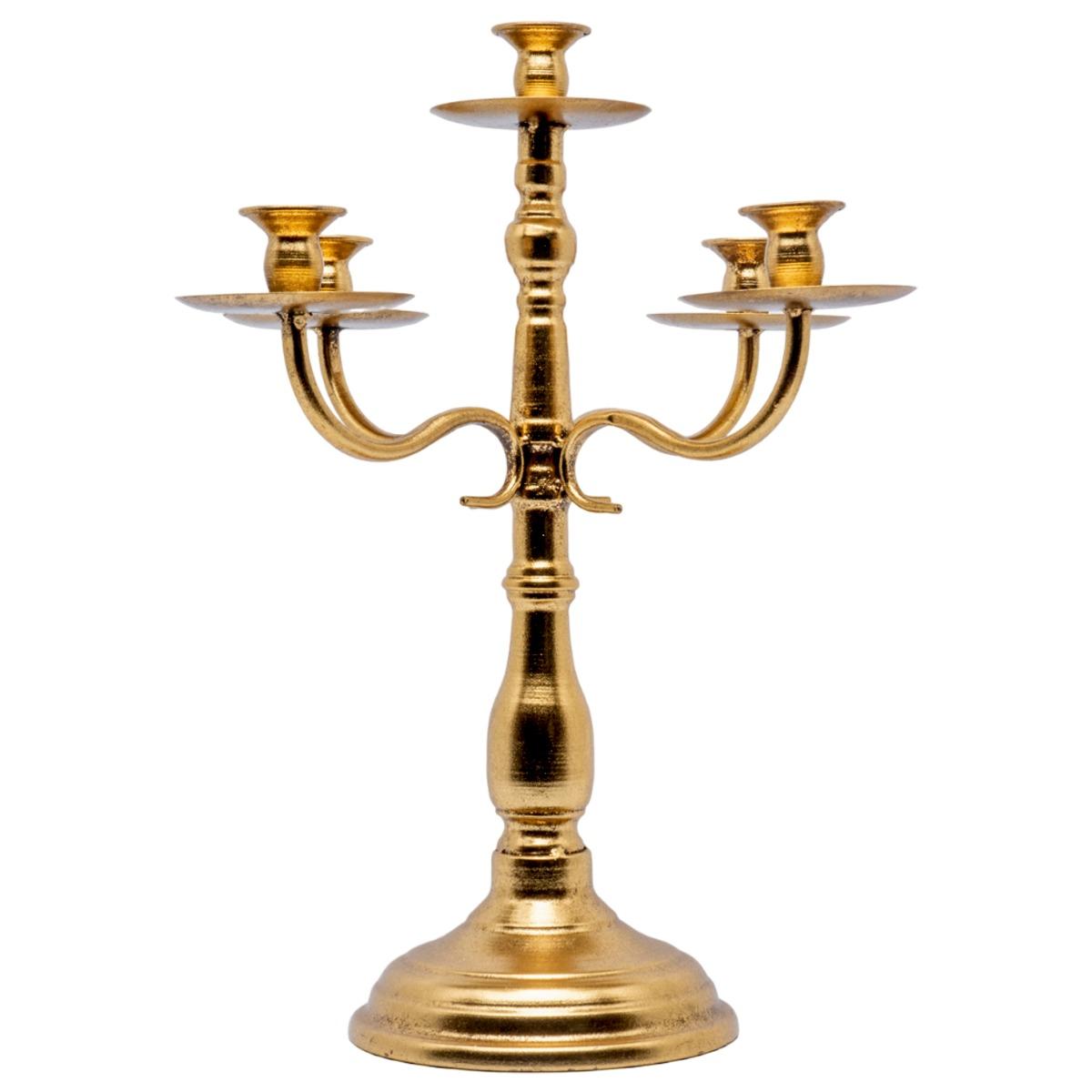 Candelabro 5 metallo oro retrò modello p