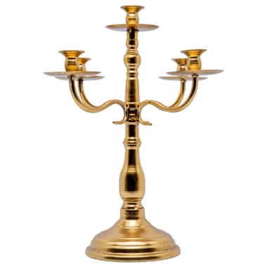 Candelabro 5 metallo oro retrò modello p