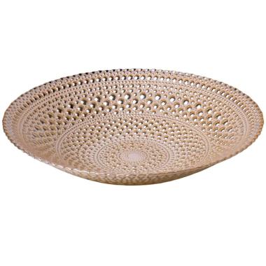 Piatto Tavola Vetro Mille Bolle Bianco Oro cm.Ø30 |Silani
