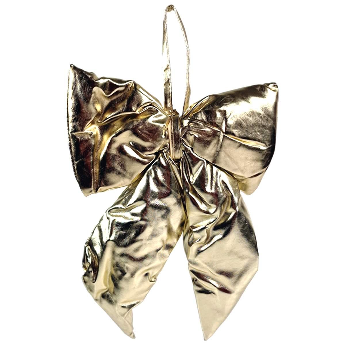 Decorazione natalizia fiocco metallic oro champagne 27 x 34 cm