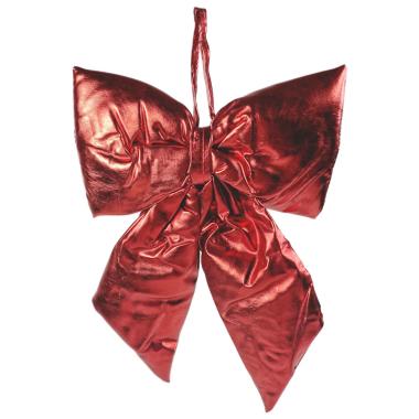 Decorazione natalizia fiocco metallic rosso 13,5 x 17 cm
