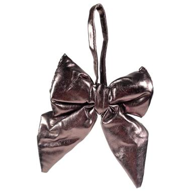 Decorazione natalizia fiocco metallic tortora 13,5 x 17 cm