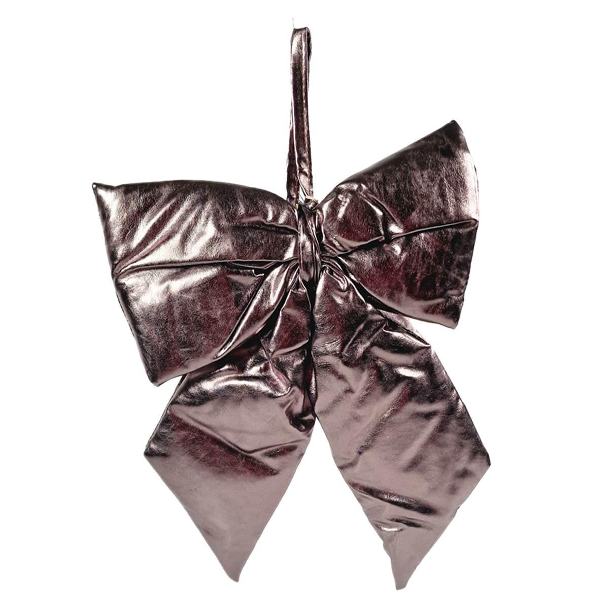 Decorazione natalizia fiocco metallic tortora 27 x 34 cm