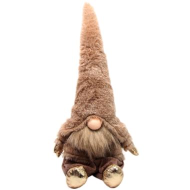 Gnomo natalizio in tessuto cappello scarpe oro 43 cm