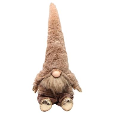Gnomo natalizio in tessuto cappello scarpe oro 65 cm