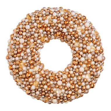 Ghirlanda natalizia perle mini ball oro bianco Ø 33 cm