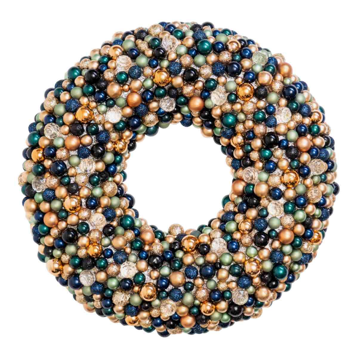 Ghirlanda natalizia perle mini ball verde oro Ø 50 cm
