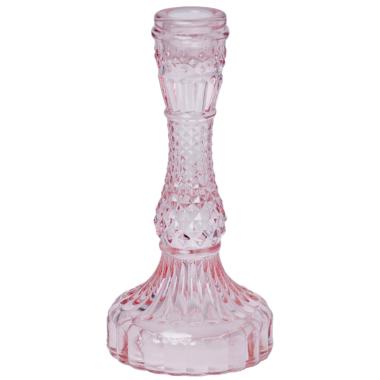 Porta candela natalizio 1 posto vetro kristal rosa Ø 9 cm