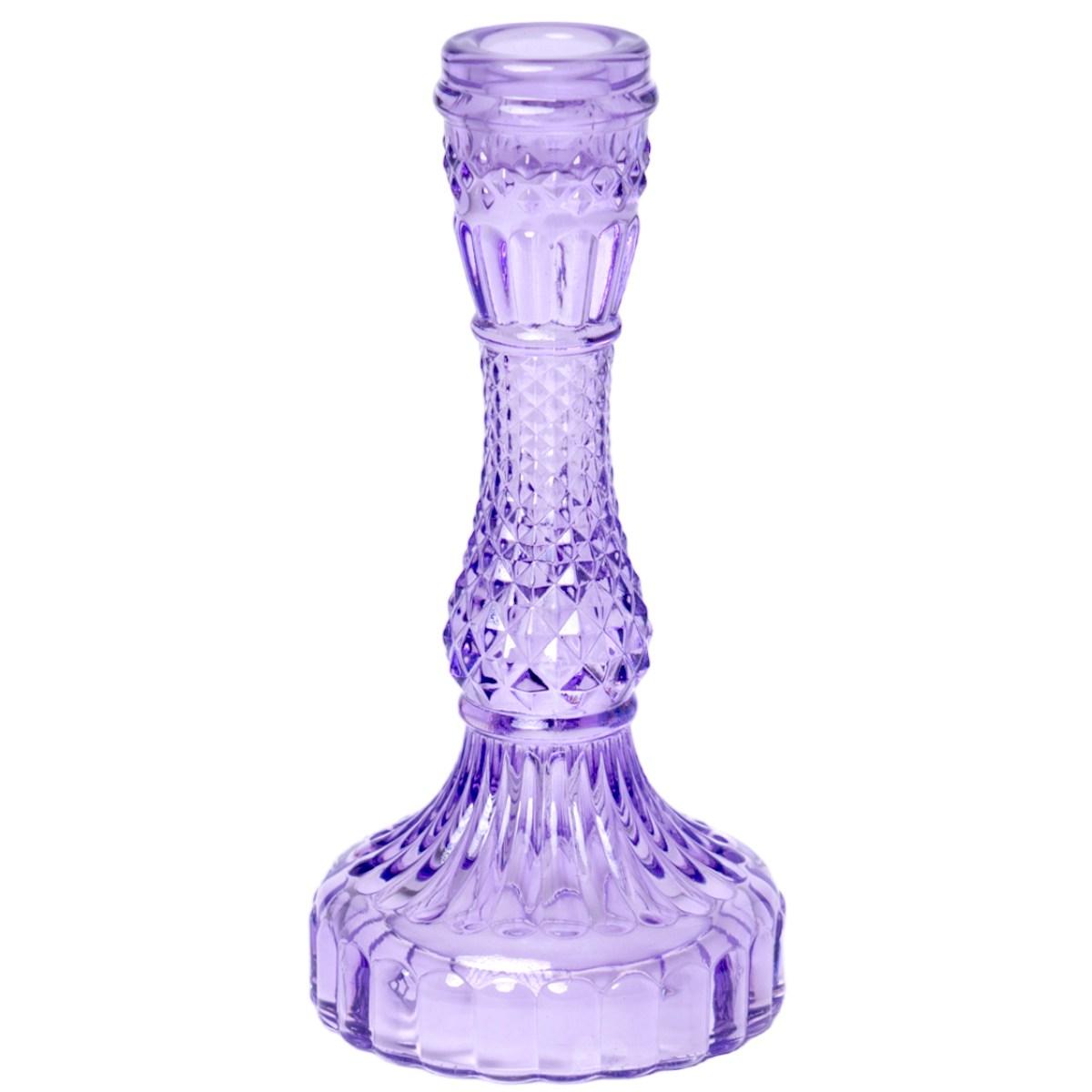 Porta candela natalizio 1 posto vetro kristal viola Ø 9 cm