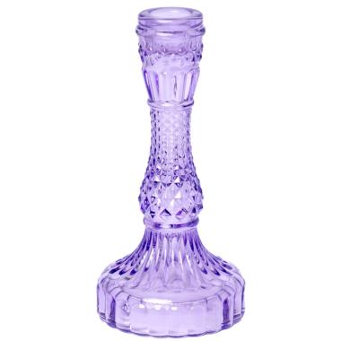 Porta candela natalizio 1 posto vetro kristal viola Ø 9 cm