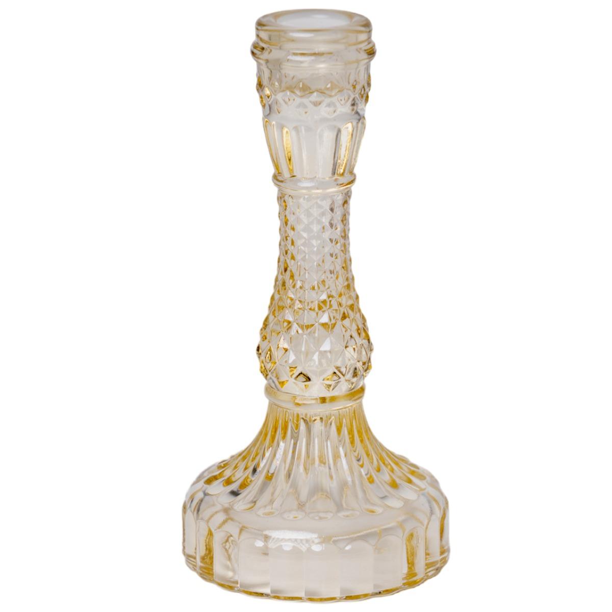 Porta candela natalizio 1 postovetro kristal ambra Ø 9 cm
