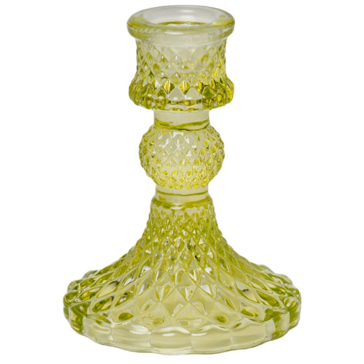 Porta candela natalizio 1 posto vetro kristal verde Ø 8 cm