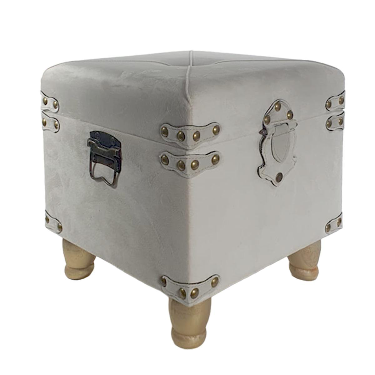 Baule legno velluto bianco