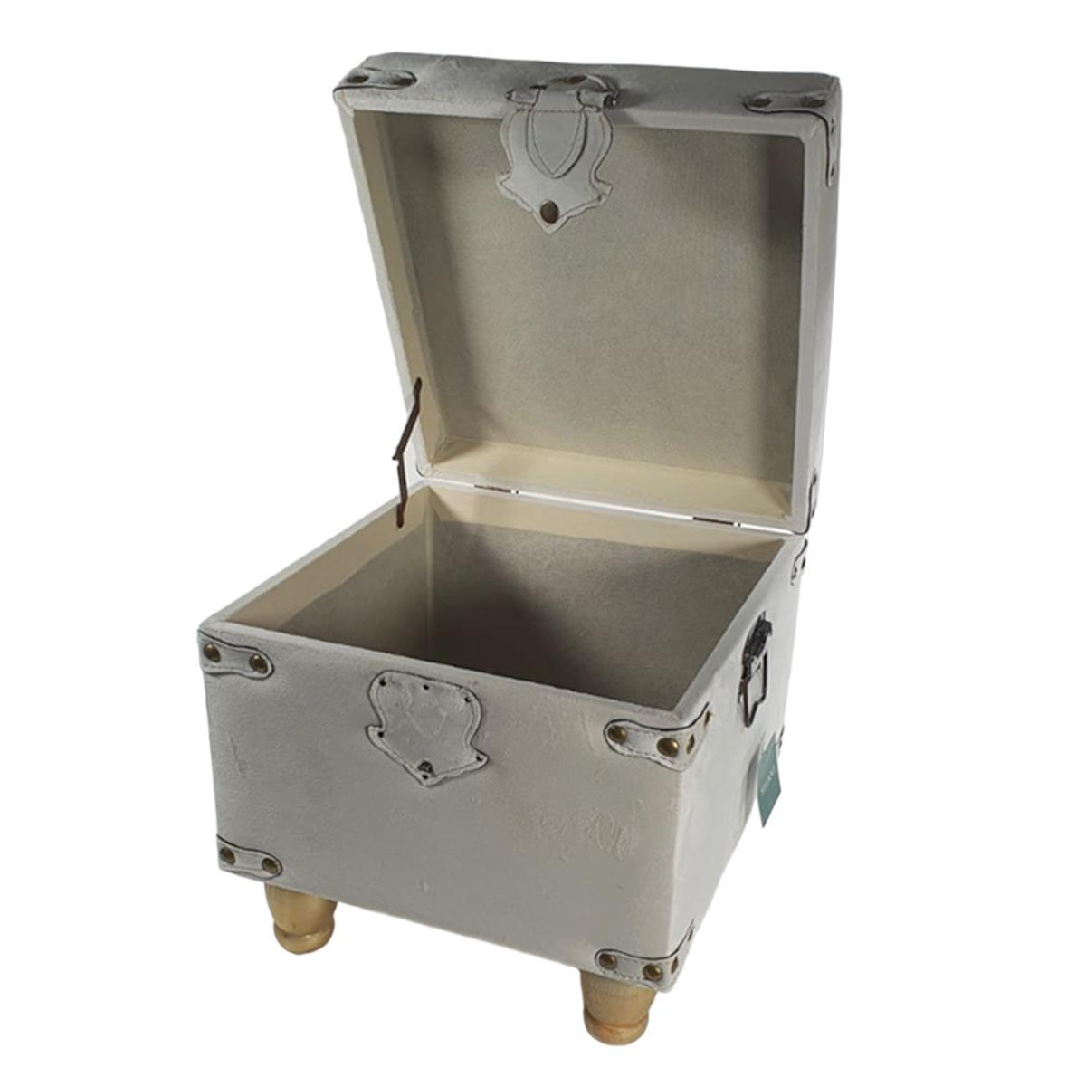 Baule legno velluto bianco