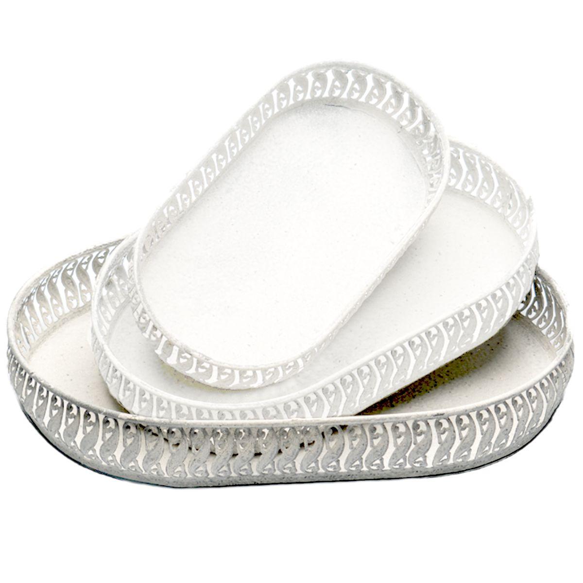 Vassoio Metallo Bianco Retrò Ovale cm.44x29 |Silani