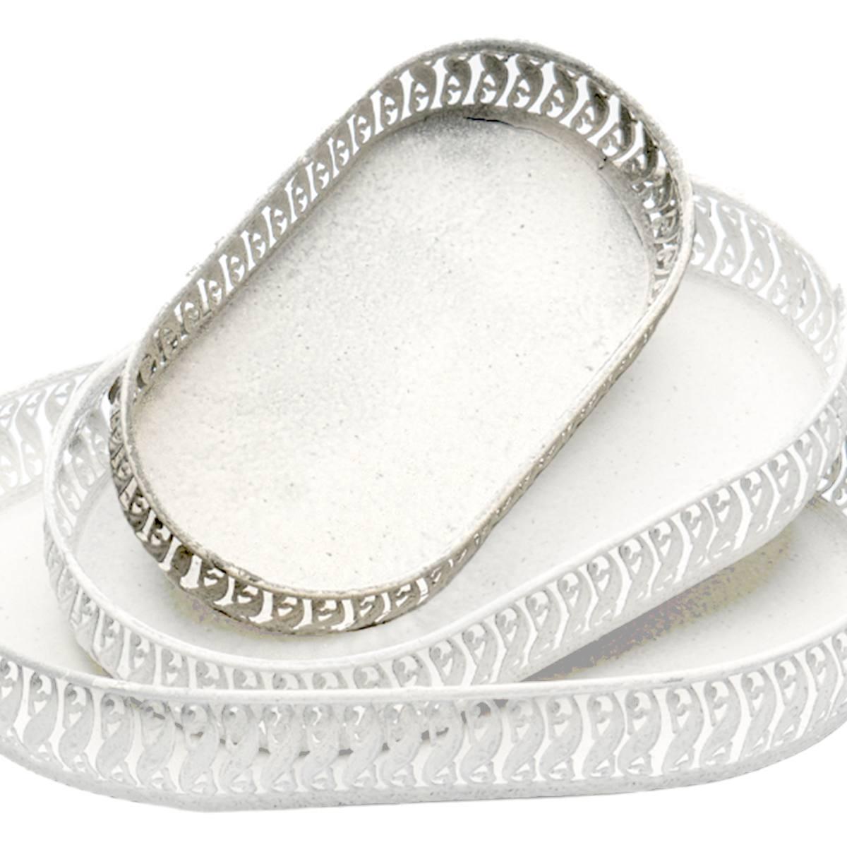 Vassoio Metallo Bianco Retrò Ovale cm.31x17 |Silani