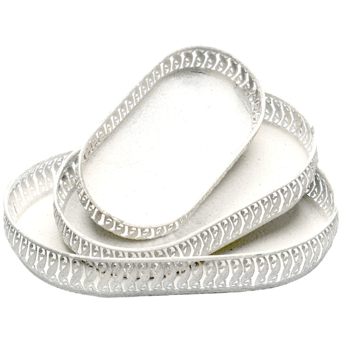 Vassoio Metallo Bianco Retrò Ovale cm.31x17 |Silani