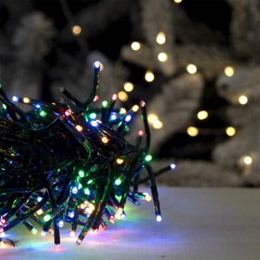 Luci di natale esterno 384 led cluster multicolor prolungabile mt 13 mt