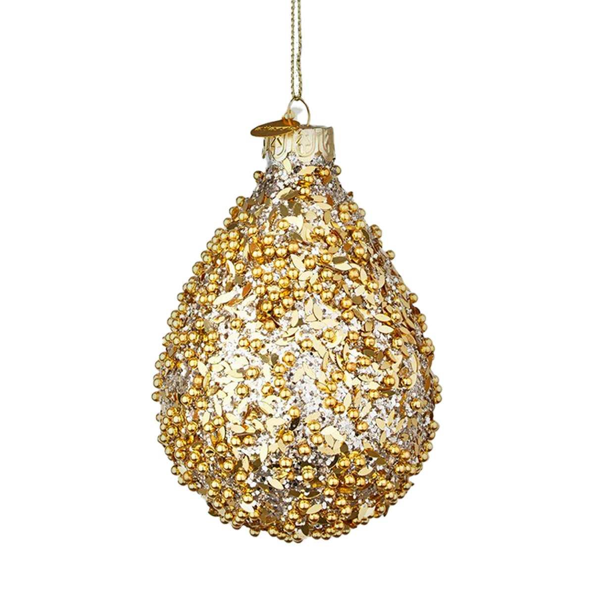Pallina natalizia vetro goccia oro reflect 10 cm