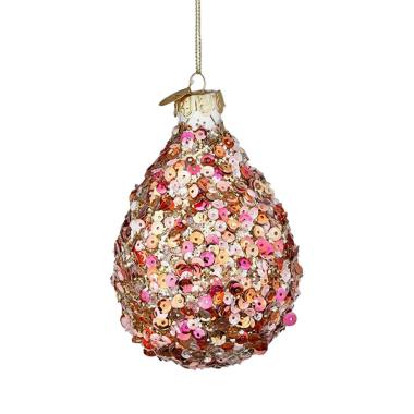 Pallina natalizia vetro goccia rosa reflect 13 cm