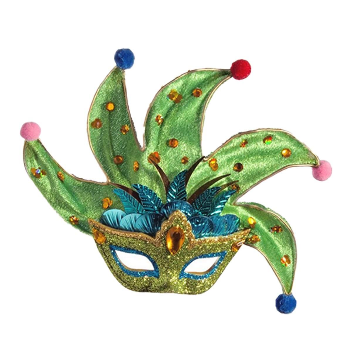 Mascherina giullare verde 17 x 11 cm