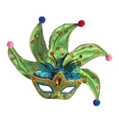 Mascherina giullare verde 17 x 11 cm