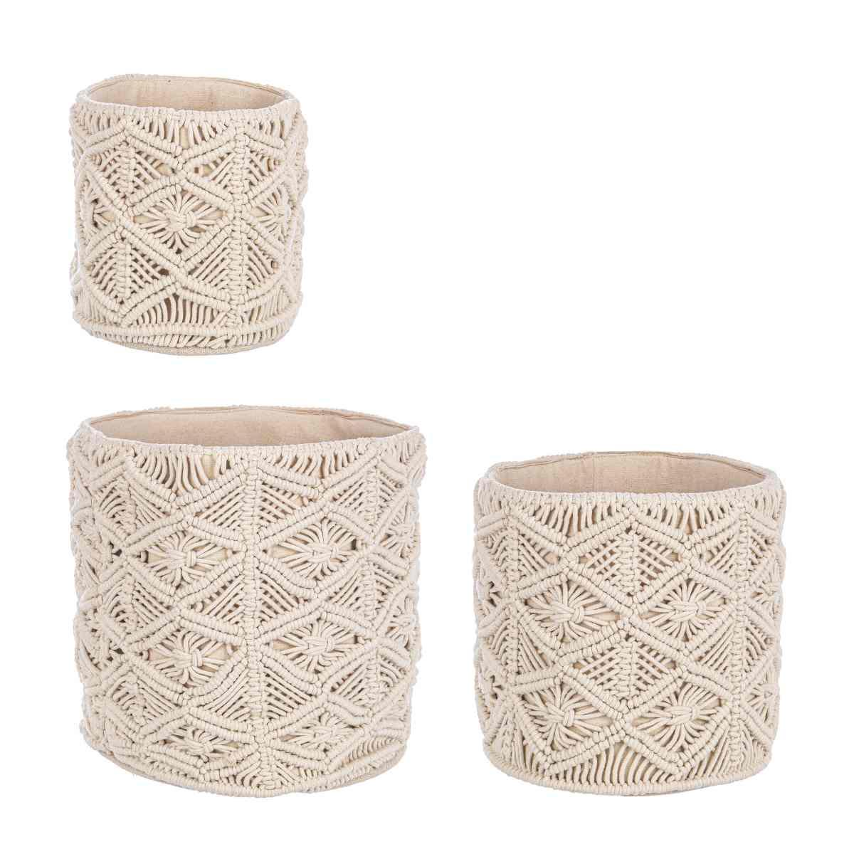 Cesto macrame avorio