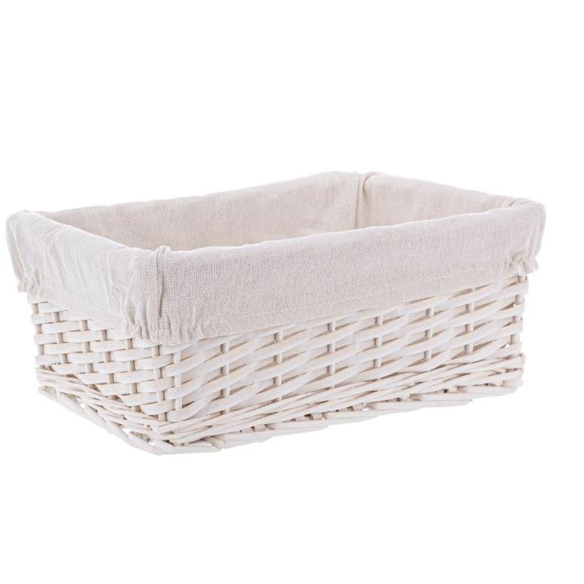 Cesto vimini bianco fodera 34 x 24 x 14 cm