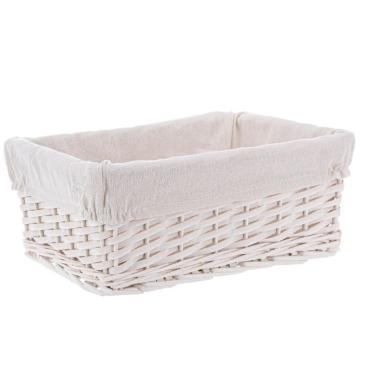 Cesto vimini bianco fodera 34 x 24 x 14 cm