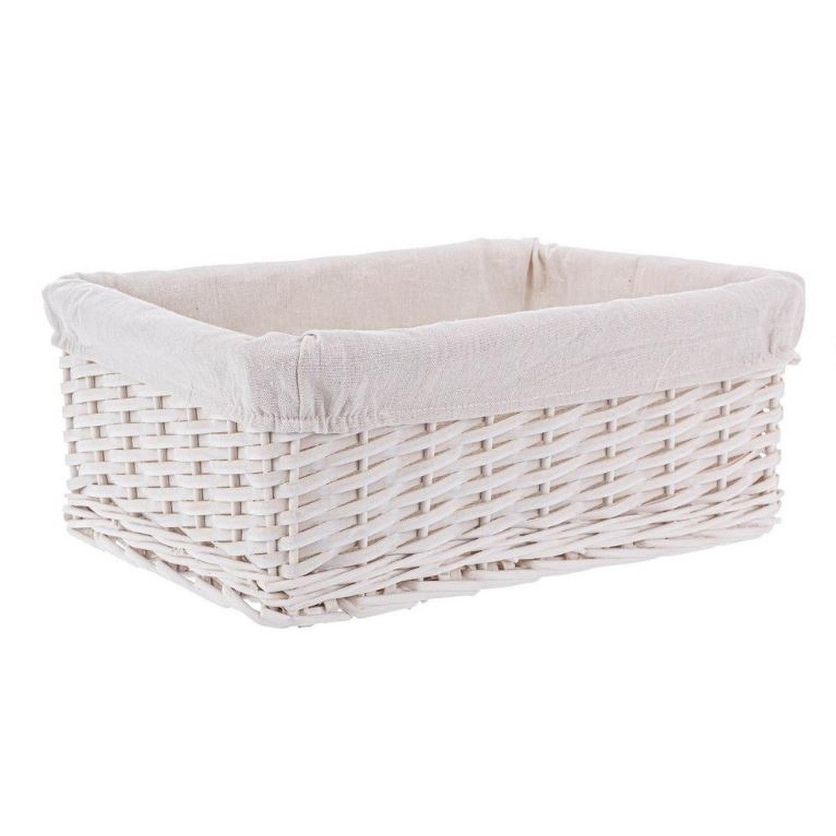 Cesto vimini bianco fodera 40 x 30 x 16 cm