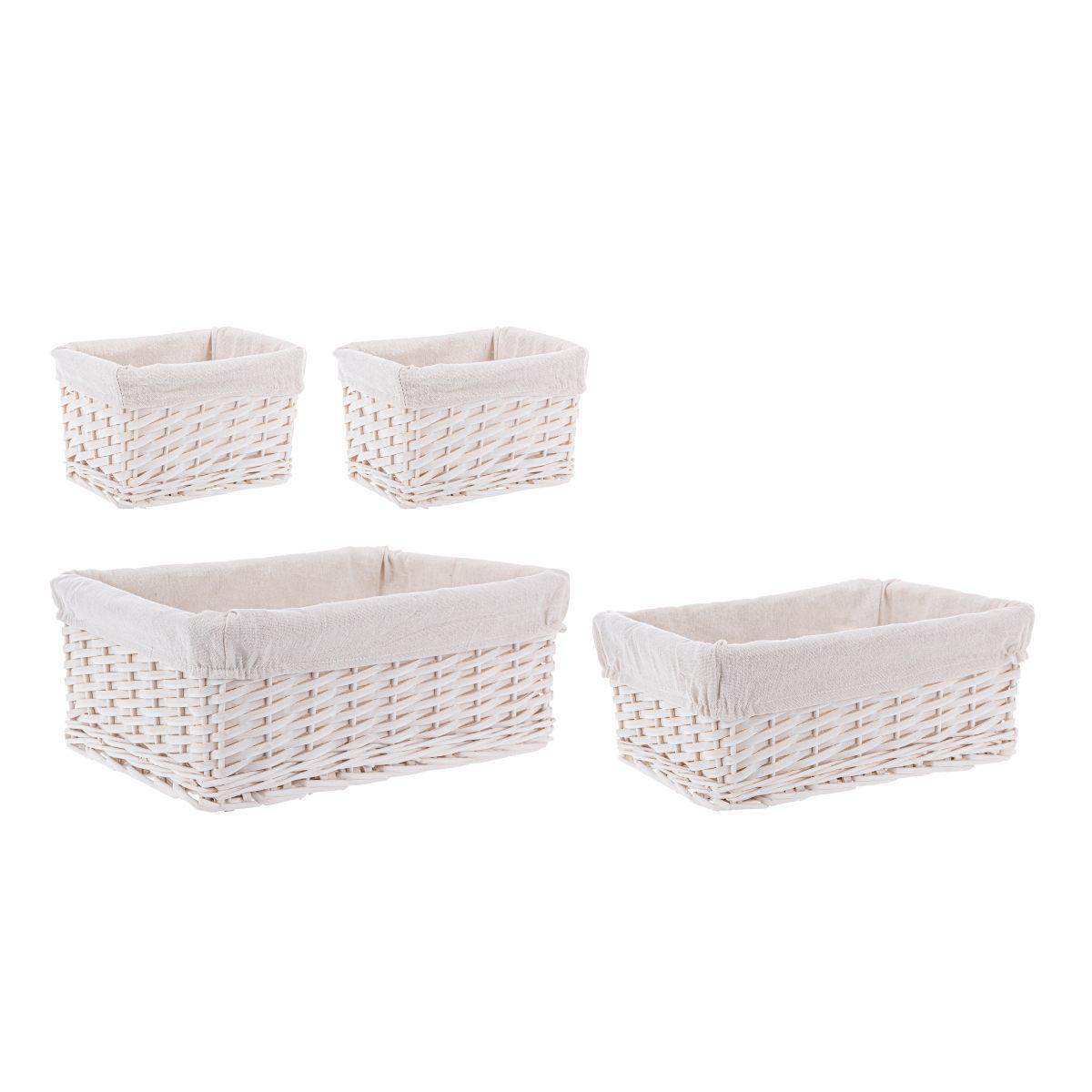 Cesto vimini bianco fodera 40 x 30 x 16 cm