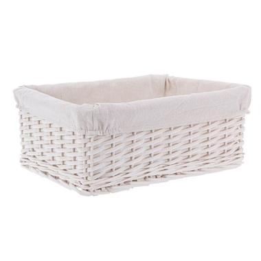 Cesto vimini bianco fodera 40 x 30 x 16 cm