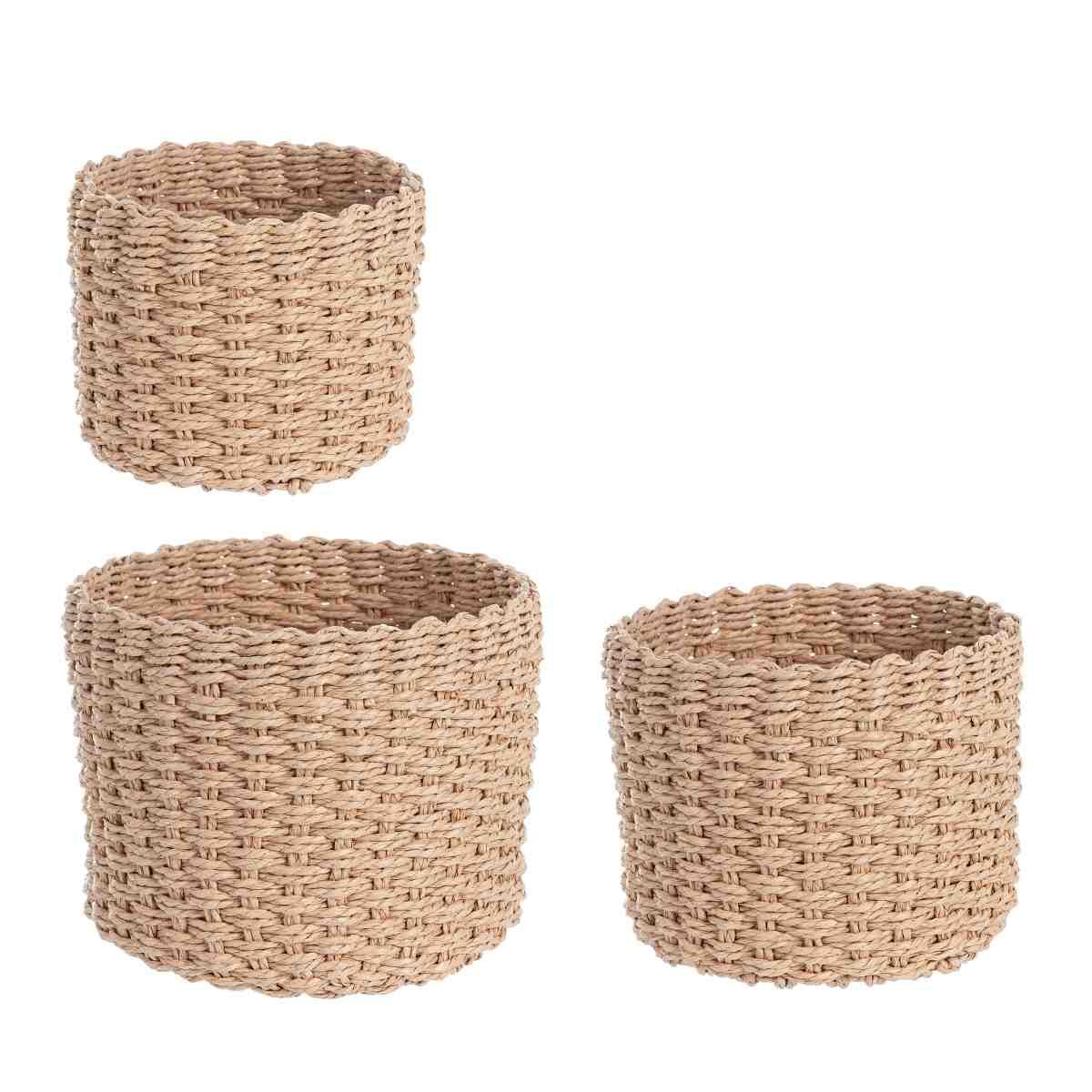 Cesto carta tondo beige