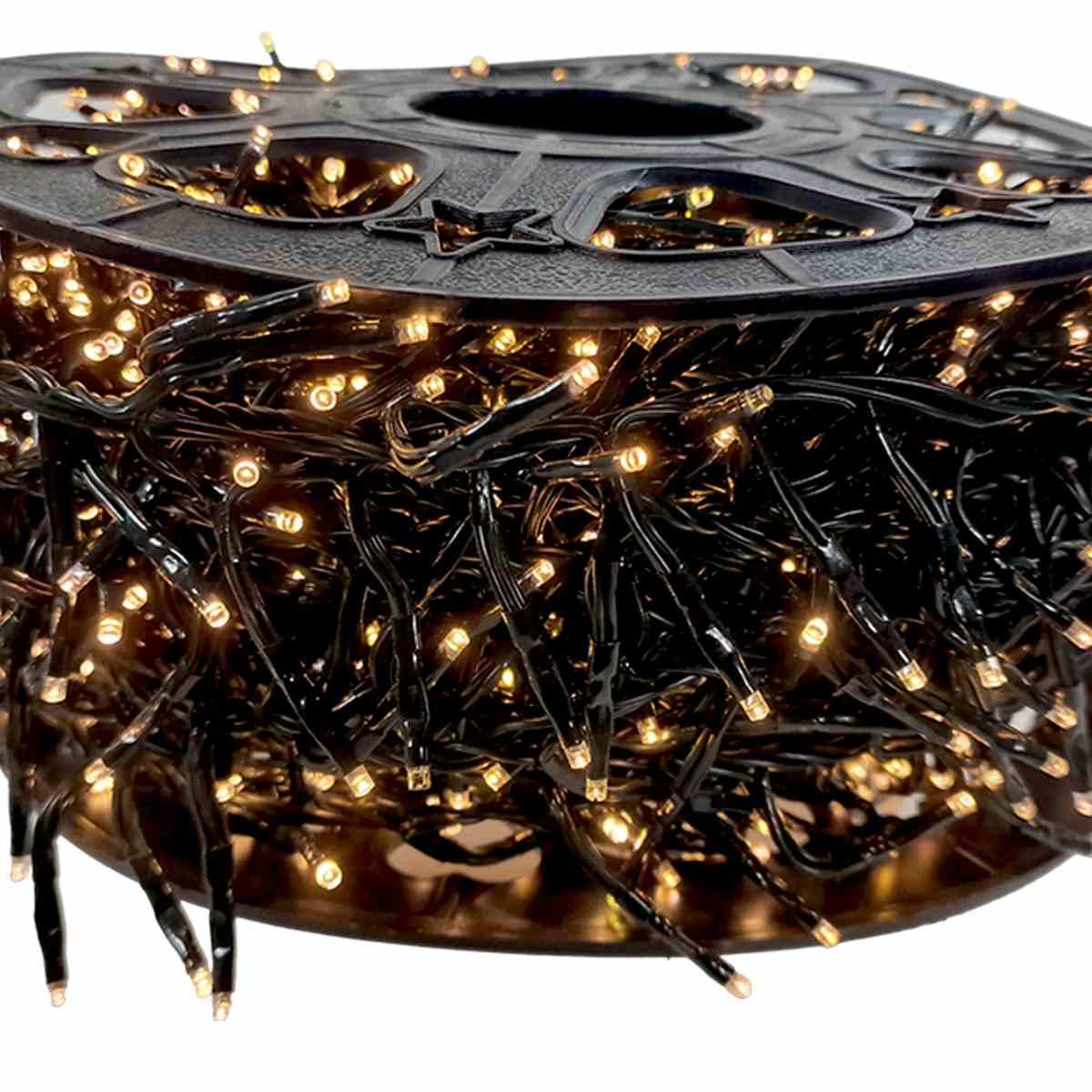Luci di natale esterno 1500 led cluster bianco caldo 30 prolungabile