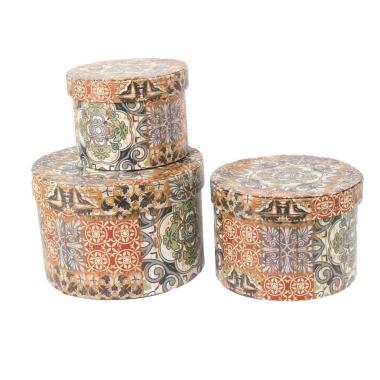 Scatola ecopelle mandala tonda
