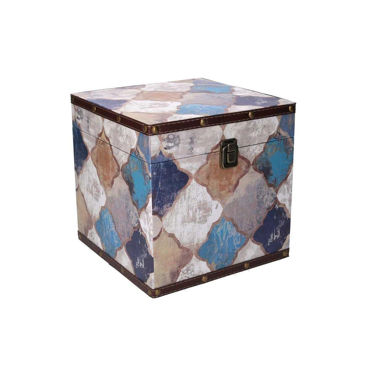 Baule legno quadrato decoro marocco 24 cm