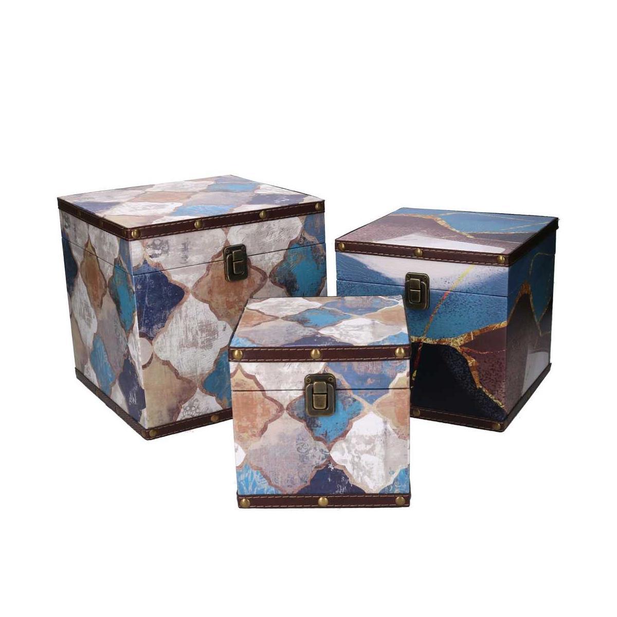 Baule legno quadrato decoro marocco 24 cm