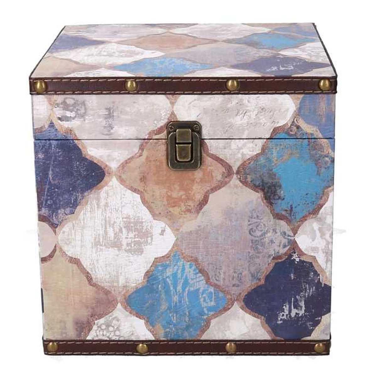 Baule legno quadrato decoro marocco 24 cm