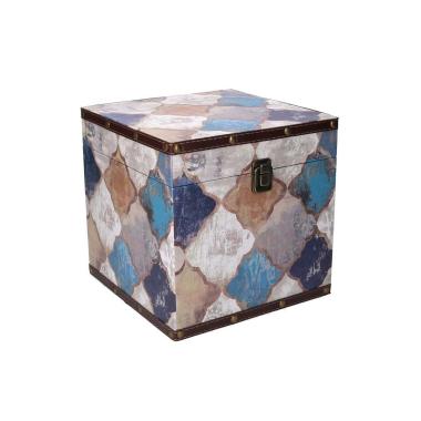 Baule legno quadrato decoro marocco 24 cm