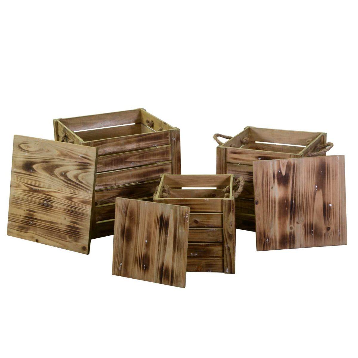 Scatola portaoggetti legno coperchio 35 x 35 cm