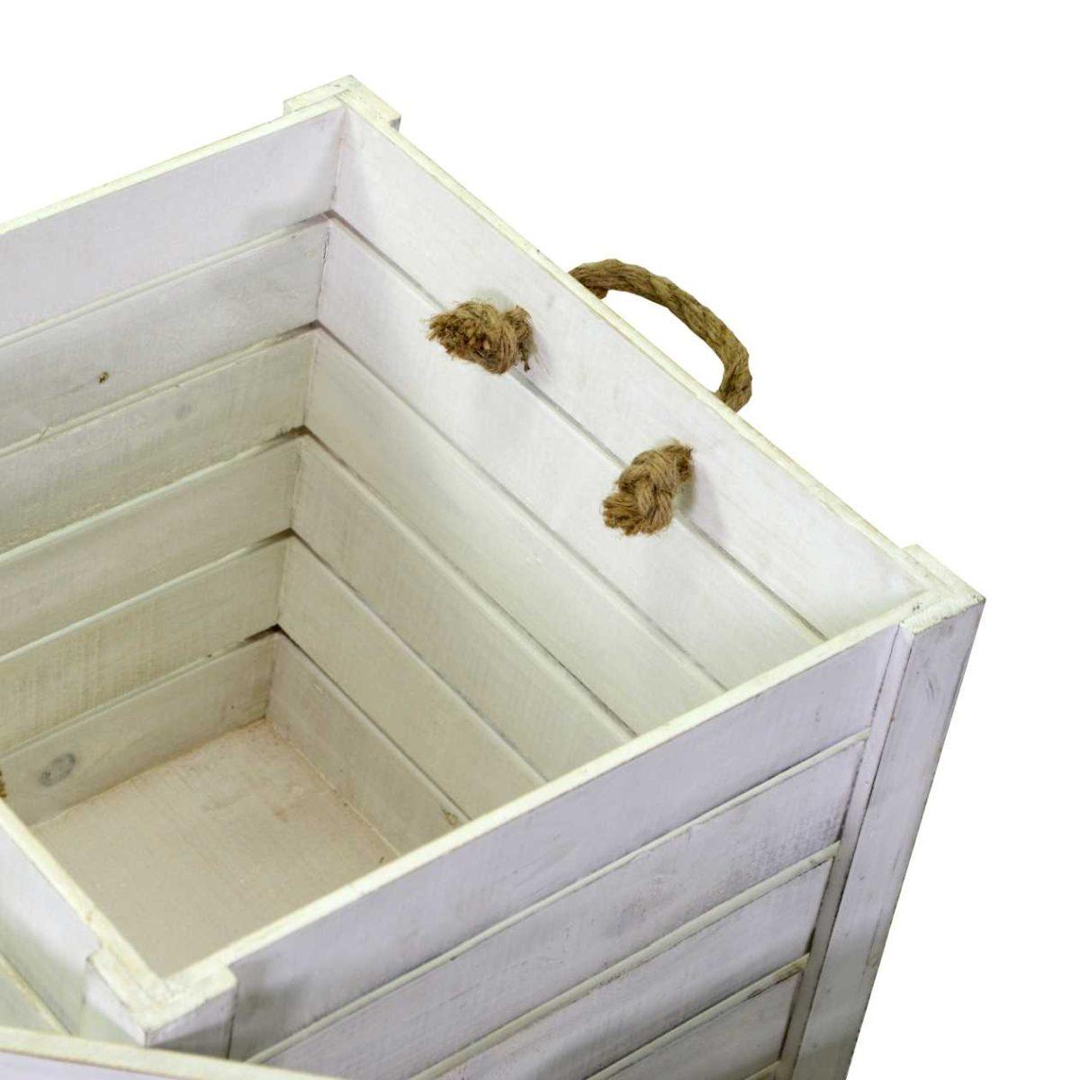 Scatola portaoggetti legno bianca coperchio 35 x 35 cm